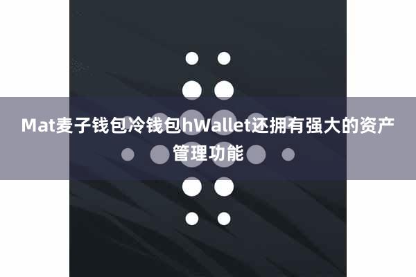 Mat麦子钱包冷钱包hWallet还拥有强大的资产管理功能